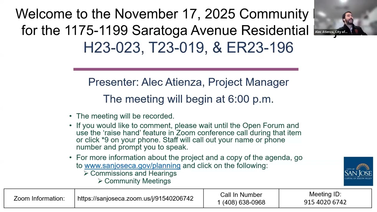 1175-1199 Saratoga Avenue Builder's Remedy Project Community Meeting