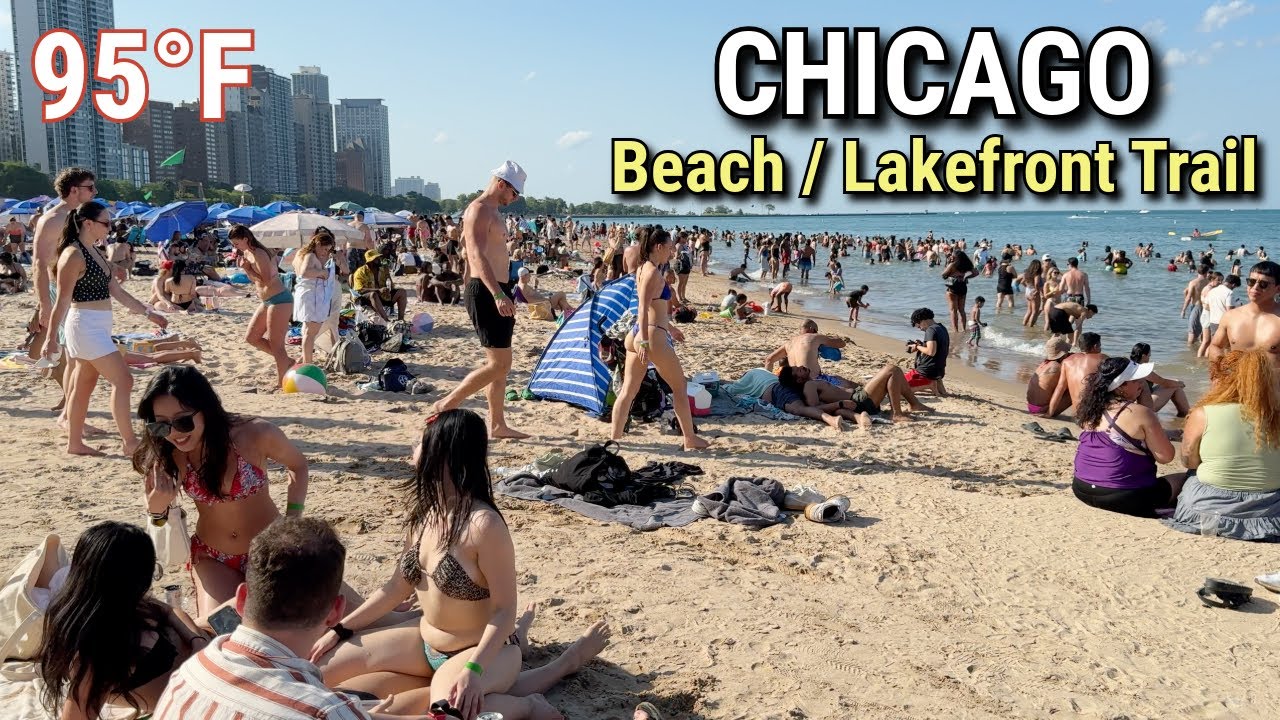 Heatwave in Chicago Beach, Lakefront Trail 😎🥵 Summer Walking Tour on Saturday | June 21, 2025 | 4k