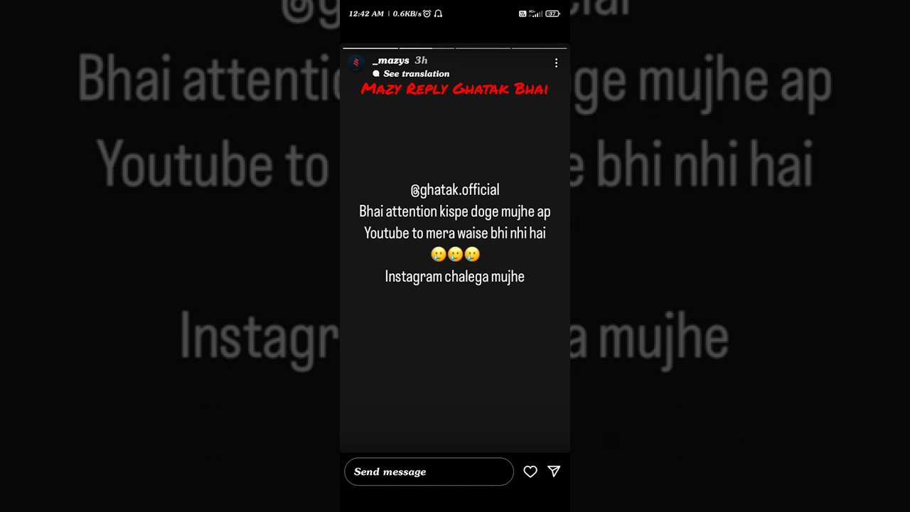 Mazy Reply to GHATAK'S Angry Call Reply | Ghatak Call Mazy Reply |