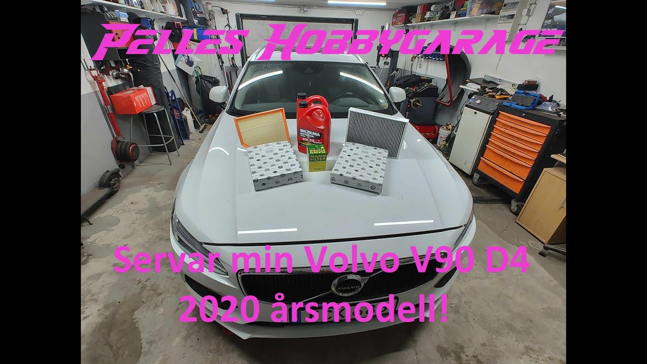 Service Volvo V90 D4 2020 med Biltema olja.