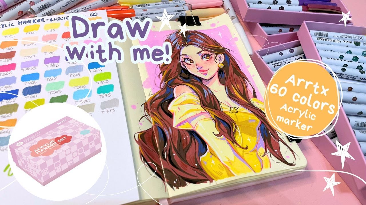 🌿Trying Out the NEW Arrtx Liquid Ink Acrylic Markers/ 60-Color Set Review 