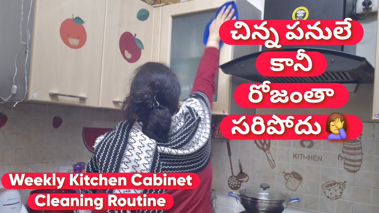 Indian Housewife Weekly Kitchen Cabinet Cleaning Routine | Paneer Dum Biryani Recipe in Telugu