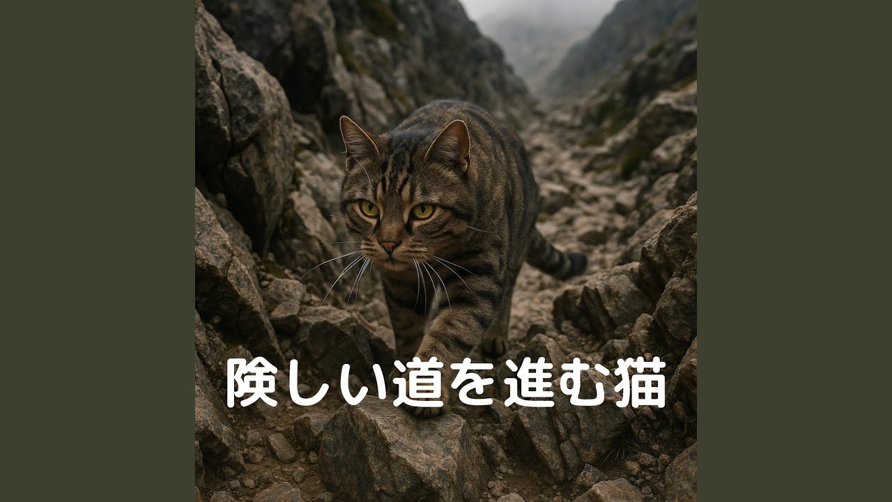 険しい道を進む猫