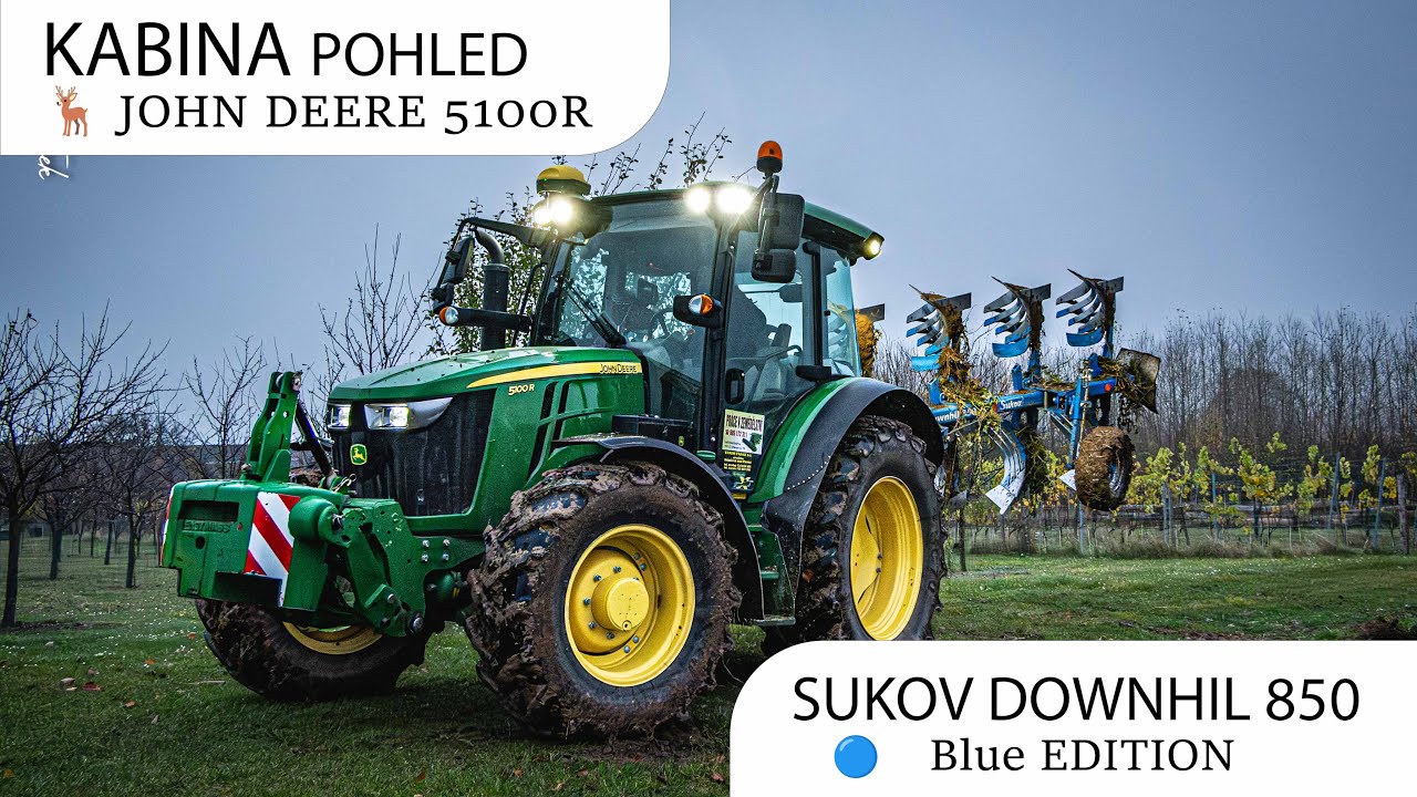 Z KABINY 🟢 🦌 John Deere 5100R & Sukov DOWNHIL 850 | Podzimní večerní orba