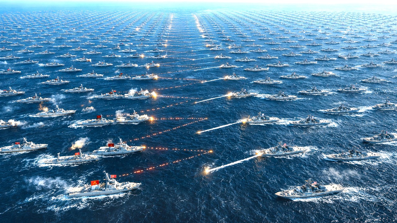 100 USA Destroyers vs 100 CHINA Destroyers - Digital Combat Simulator (DCS World)