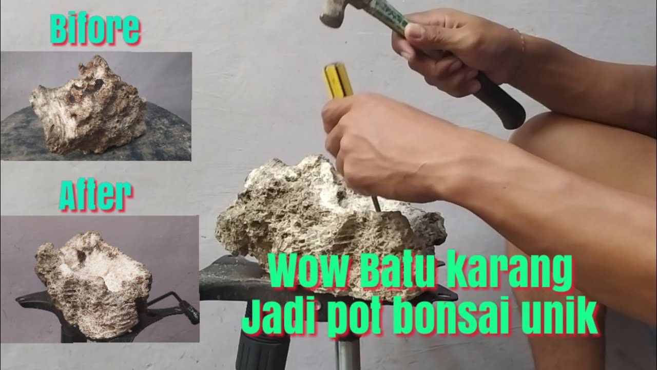 cara mudah membuat pot relief batu karang asli sangat unik #potrelief