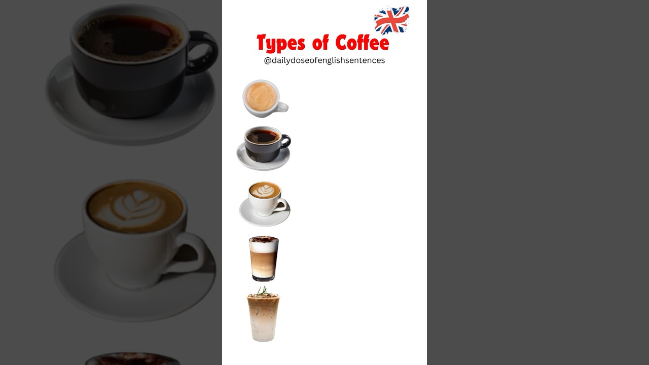 Types of Coffee in English: Espresso Coffee, Americano Coffee, and More!☕️☕️ #learnenglish #coffee