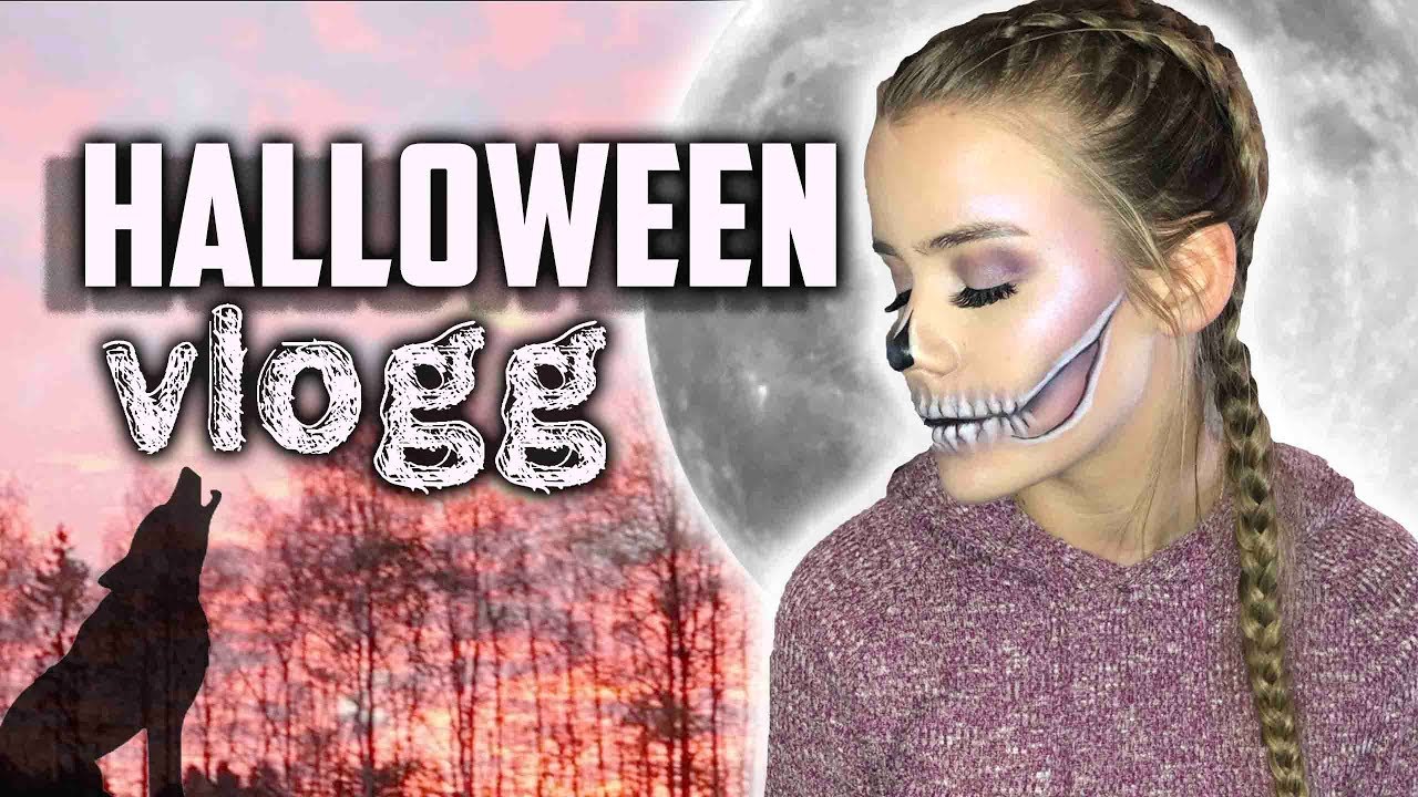 VLOG: halloween fest+sminke, overnatter hos Sandra og taco problem