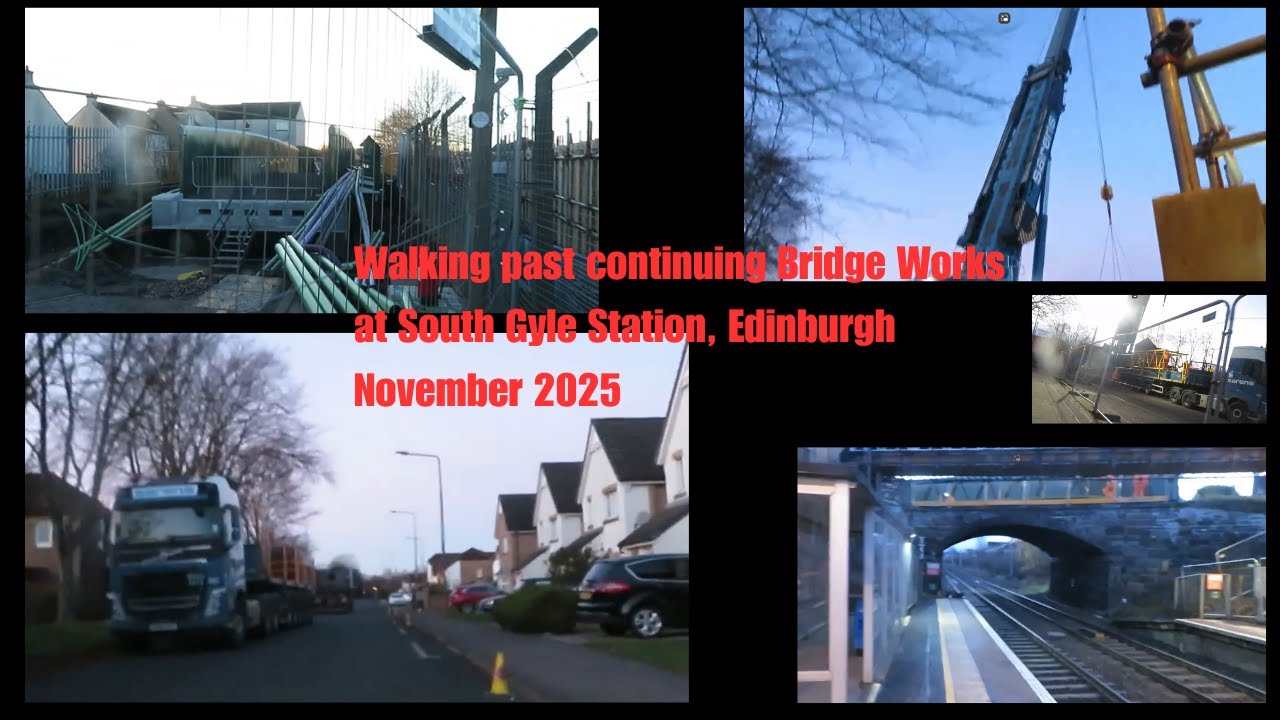 Walking past South Gyle Station during Bridge Works - Nov 2025