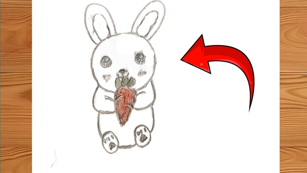 Cute Rabbit Holding a Carrot 🐰🥕 | Easy Pencil Drawing Tutorial