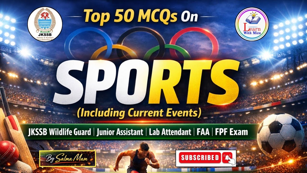 Sports Mcqs For Jkssb Wildlife Guard | Sports Current Affairs 2025 2026 | For All Jkssb | Ssc  Exam