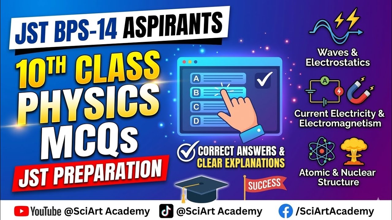 10th Class Physics MCQs for JST Preparation Important Exercise MCQ's || SciArt Academy