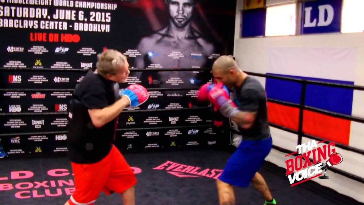 Miguel Cotto Doing Pad Work with Freddie Roach