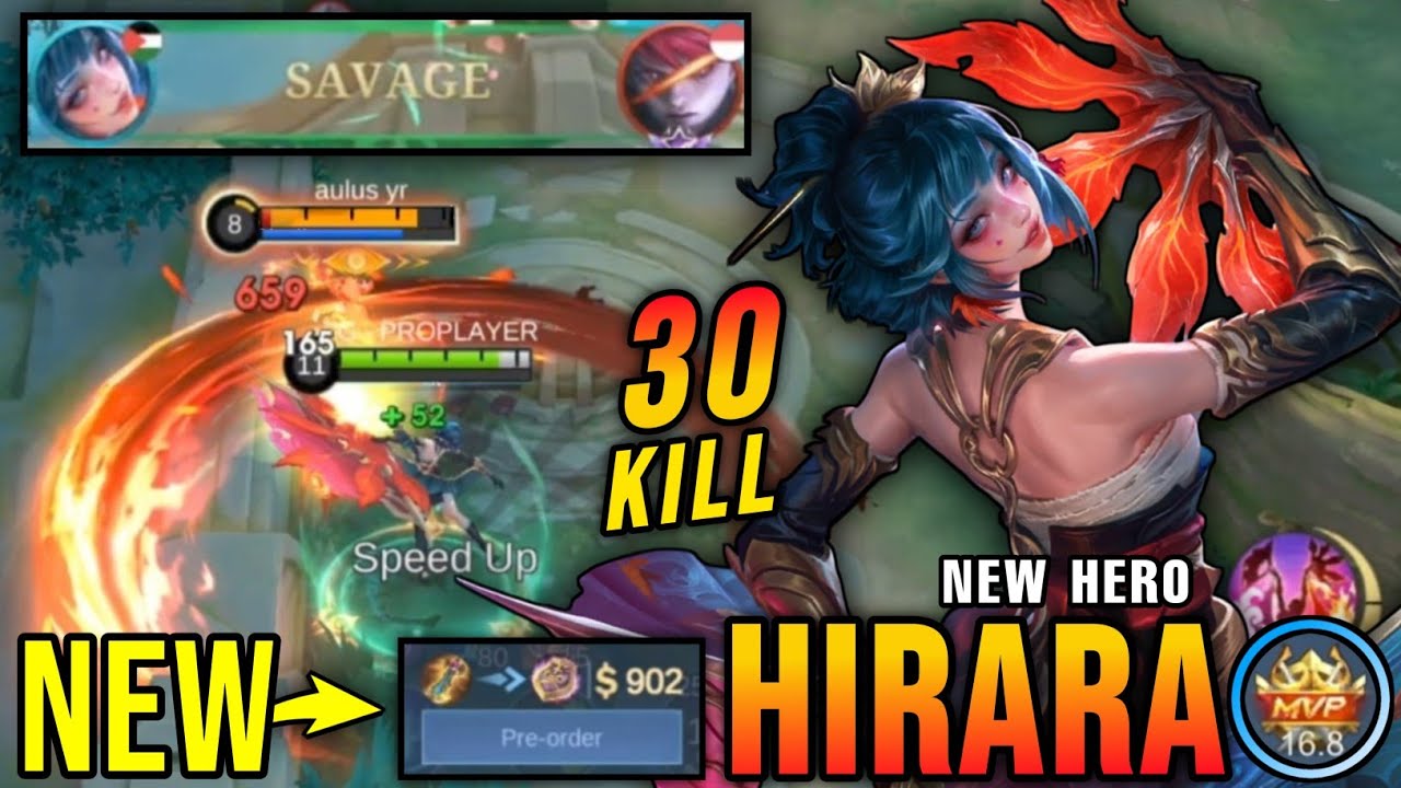 30 Kills + SAVAGE!! New Hero Hirara MLBB 100% Overpowered!! - New Hero Tryout ~ MLBB