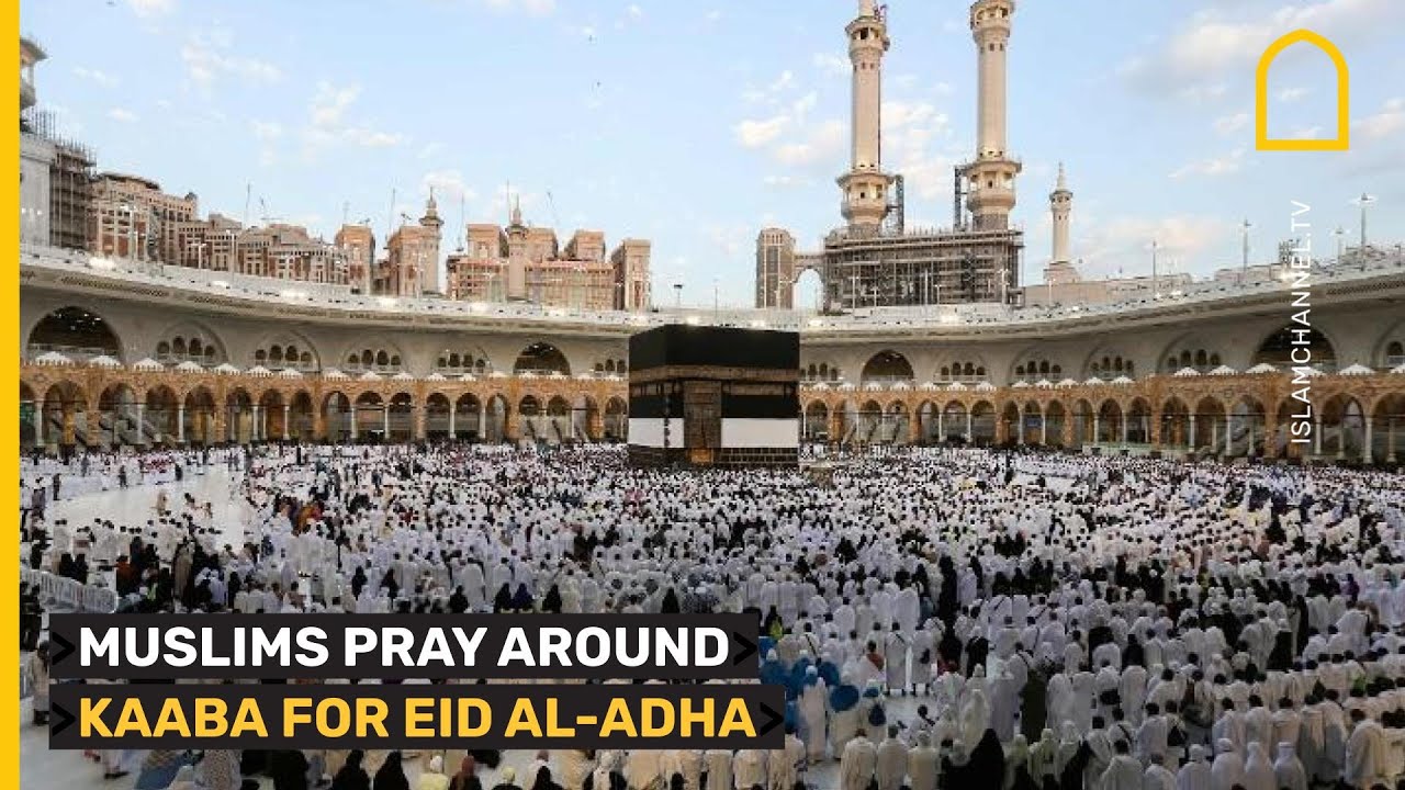 Hajj pilgrims perform Eid al-Adha prayers around the Kaaba