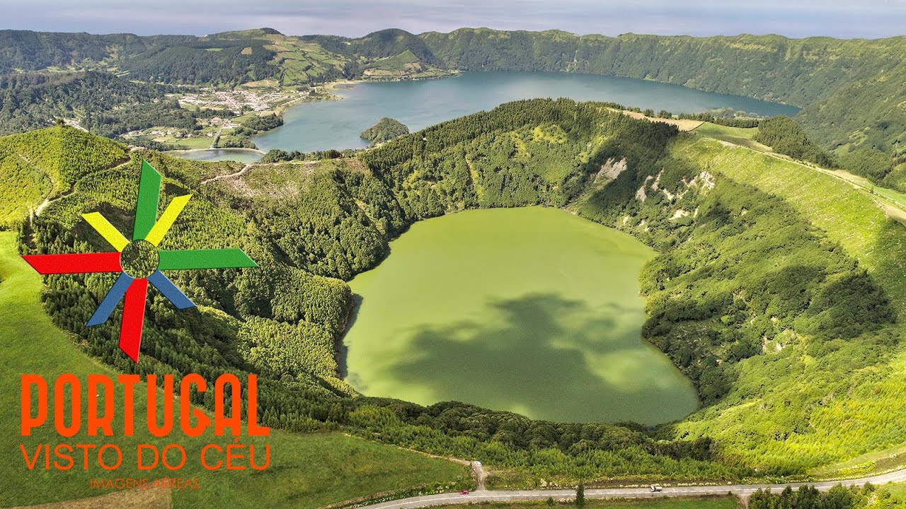 Lagoa Rasa - lagoa de Santiago - Lagoa das 7 Cidades aerial - São Miguel - Azores - 4K Ultra HD