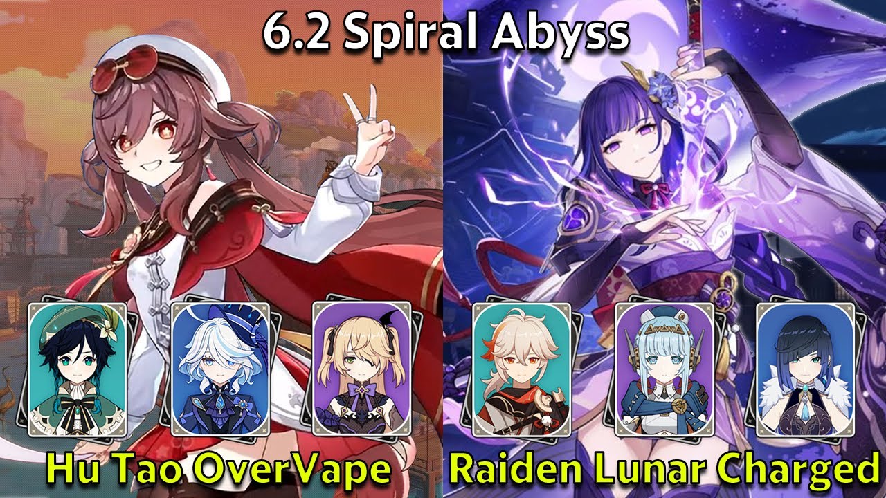 C2 Hu Tao OverVape & C2 Raiden Lunar Charged - Genshin Impact 6.2 Spiral Abyss Full Clear