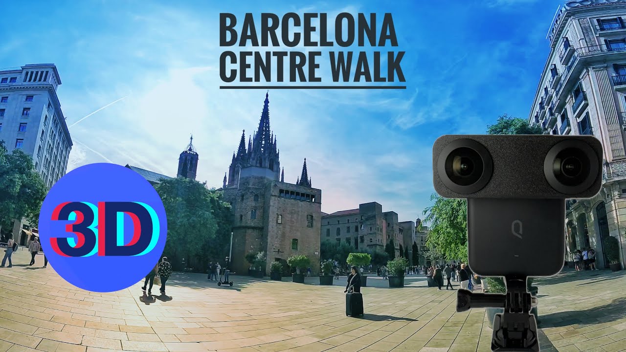 [4K][3D anaglyph] Barcelona - a walk in the centre