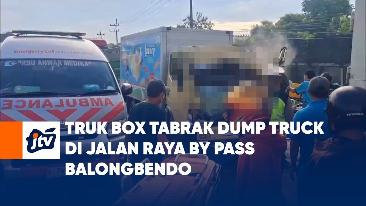 Truk Box Tabrak Dump Truck Di Jalan Raya By Pass Balongbendo