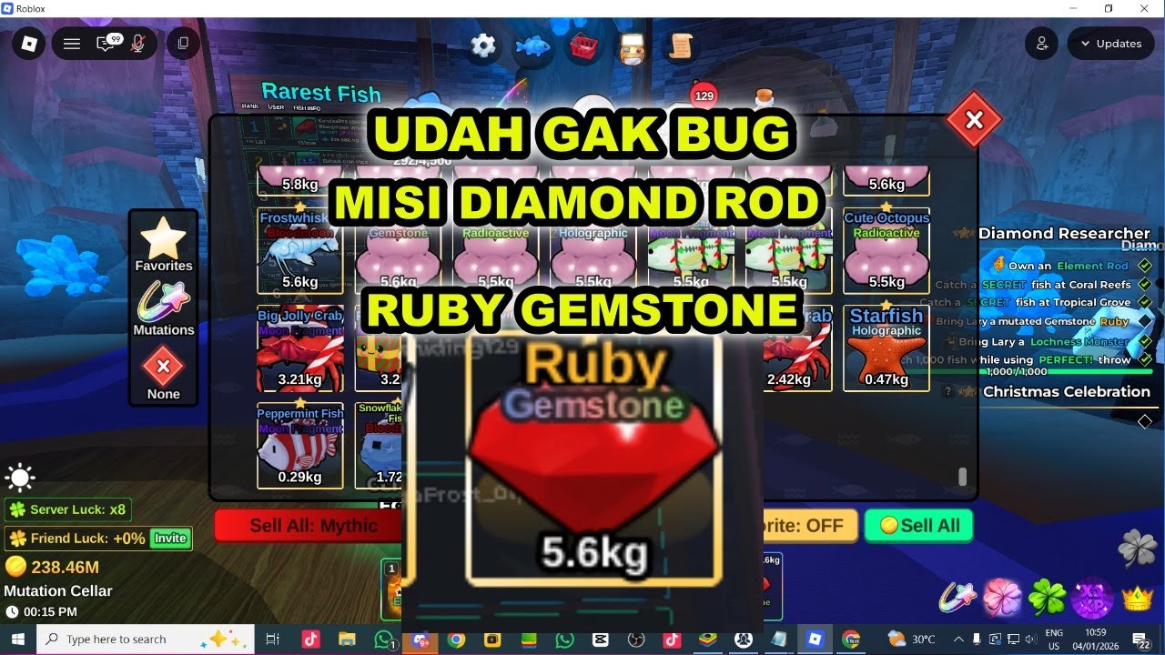 BUG RUBY GAMSTONE MISI DIAMOND ROD SUDAH DI FIX GUYS  @LELESingker