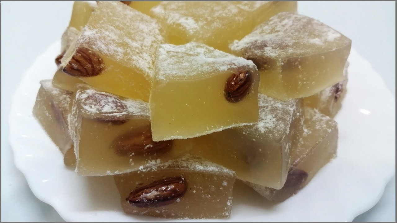 حلقوم باللوز بدون جيلاتين و لا ألوان صناعية  Loukoum traditionnel aux amandes sans colorants