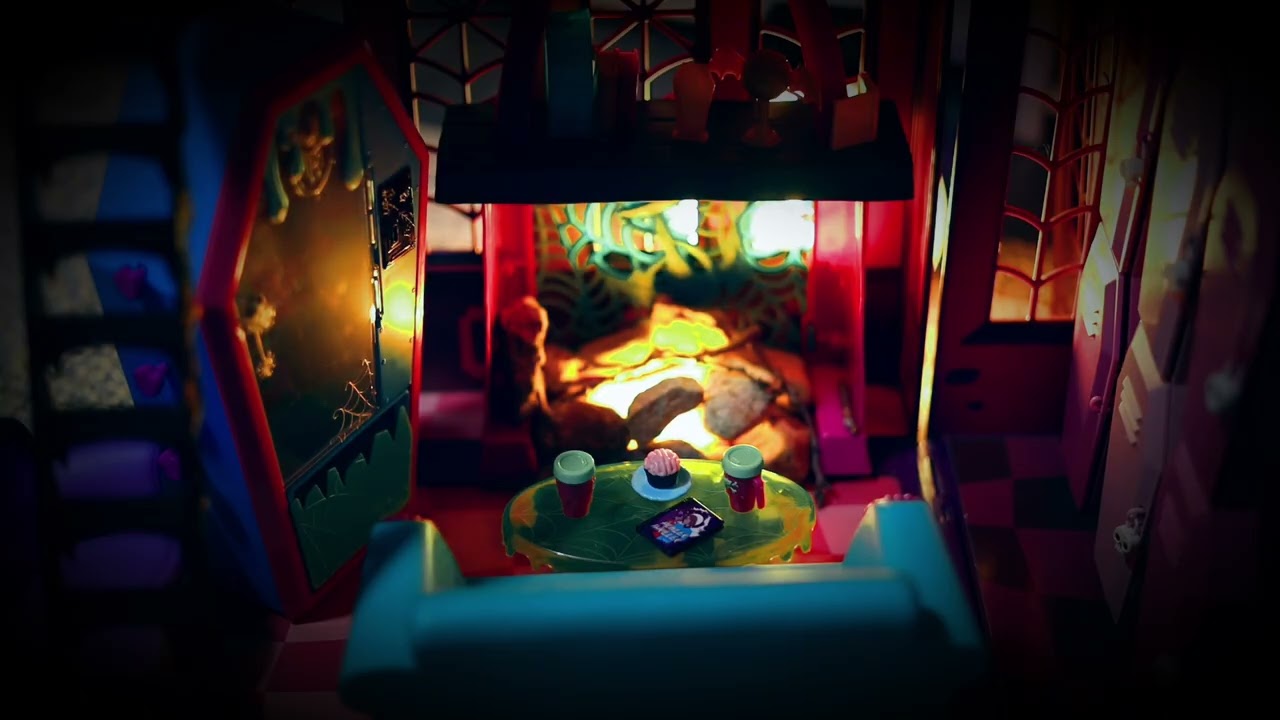 Monster High Inspired Cozy Rain Ambience at School - Crackling Fire Relaxing