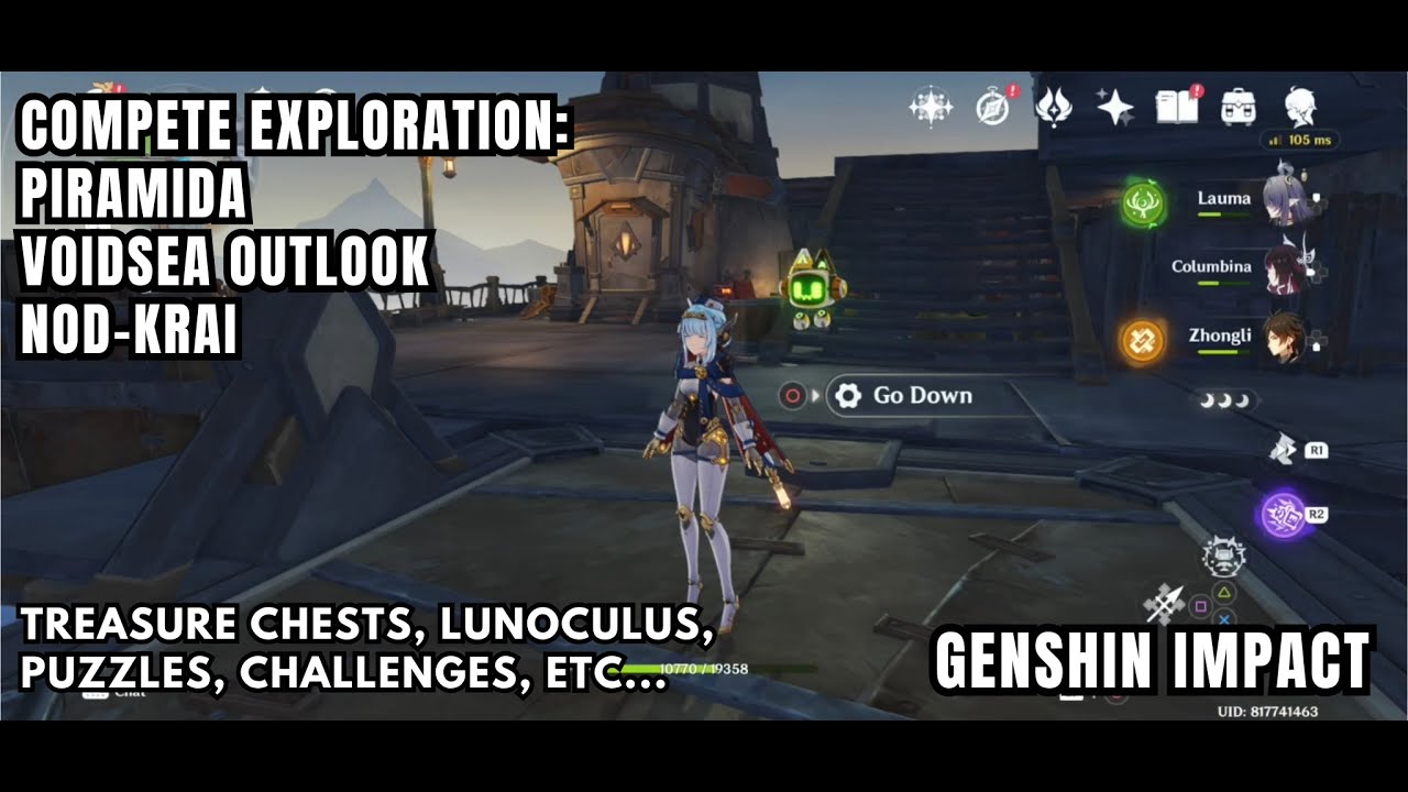 [Genshin Impact Exploration] Piramida - Voidsea Outlook, Nod-Krai - All Lunoculus, Chests, & Puzzles