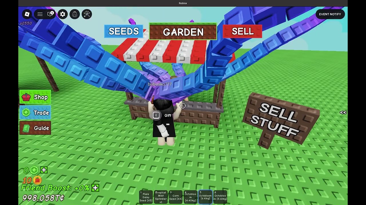playing grow a garden