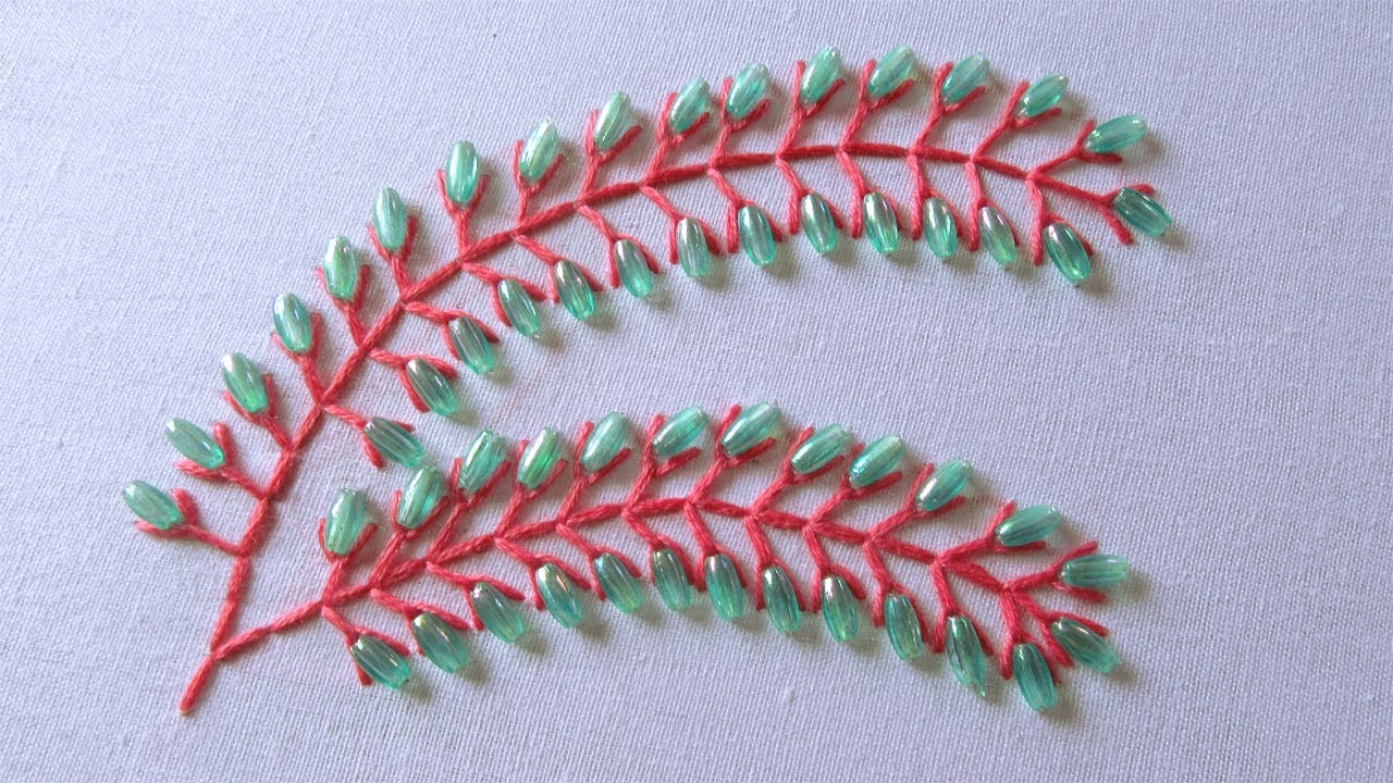 Hand Embroidery | Back Stitch with Bead Work | Hand Embroidery Designs #32