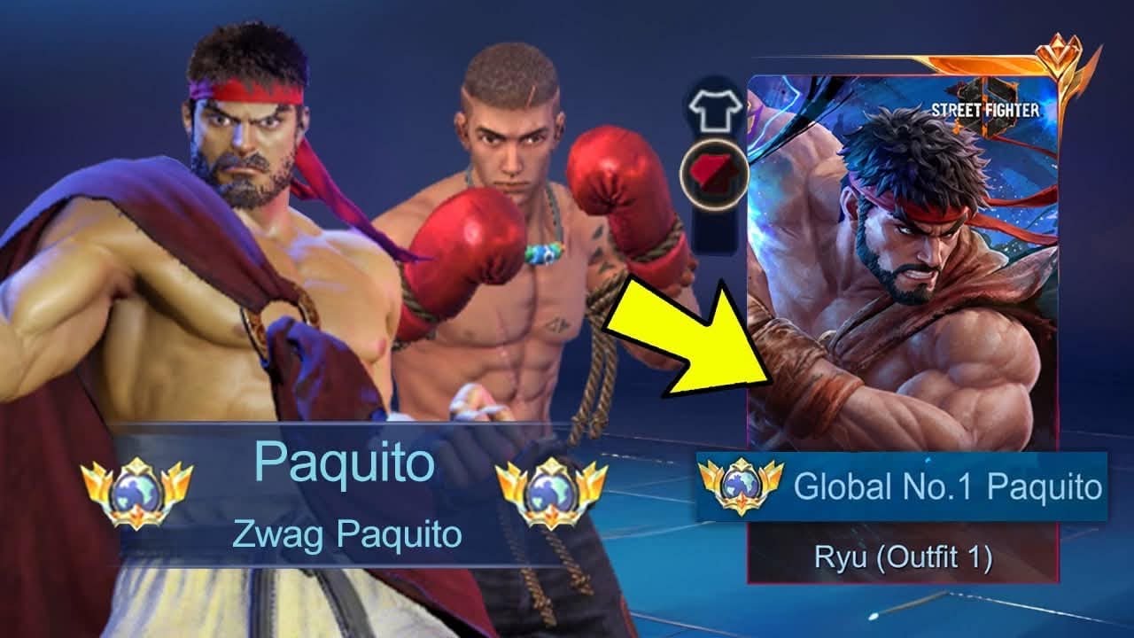GLOBAL 1 PAQUITO TRY PAQUITO PAINTED STREET FIGHTER SKIN!! (instant savage) - MLBB