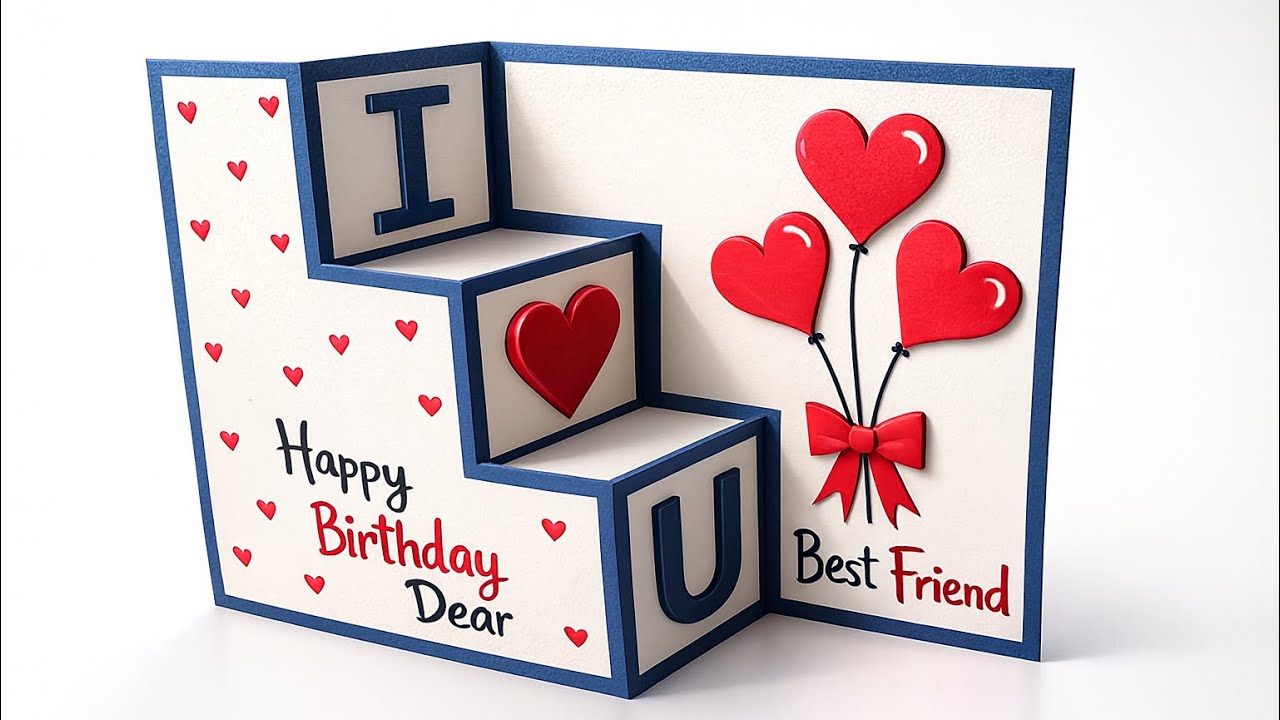 Best Friend 3D Pop Up Birthday Card | Handmade Gift Idea | Easy DIY Paper Craft Tutorial