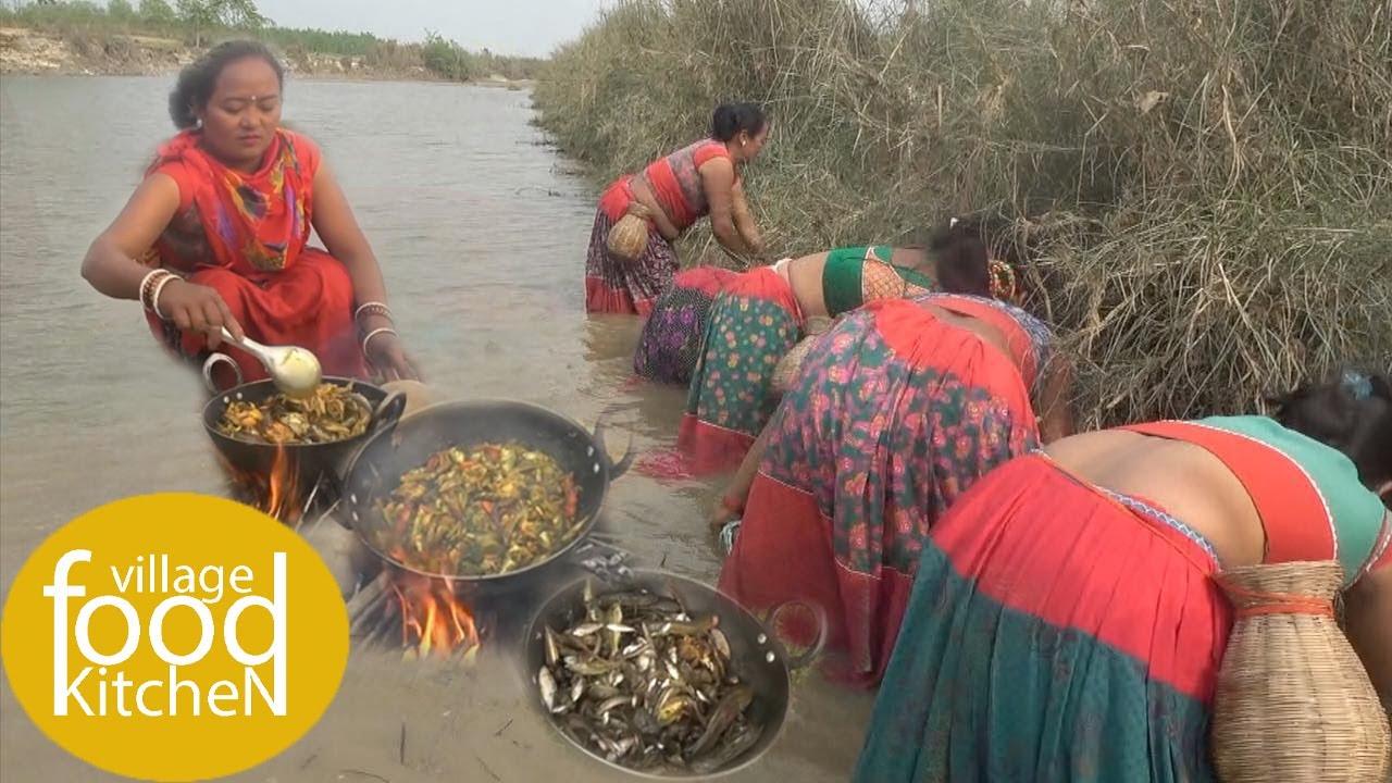 amazing net fishing and cooking culture in Nepal || village food kitchen || lajimbudha ||