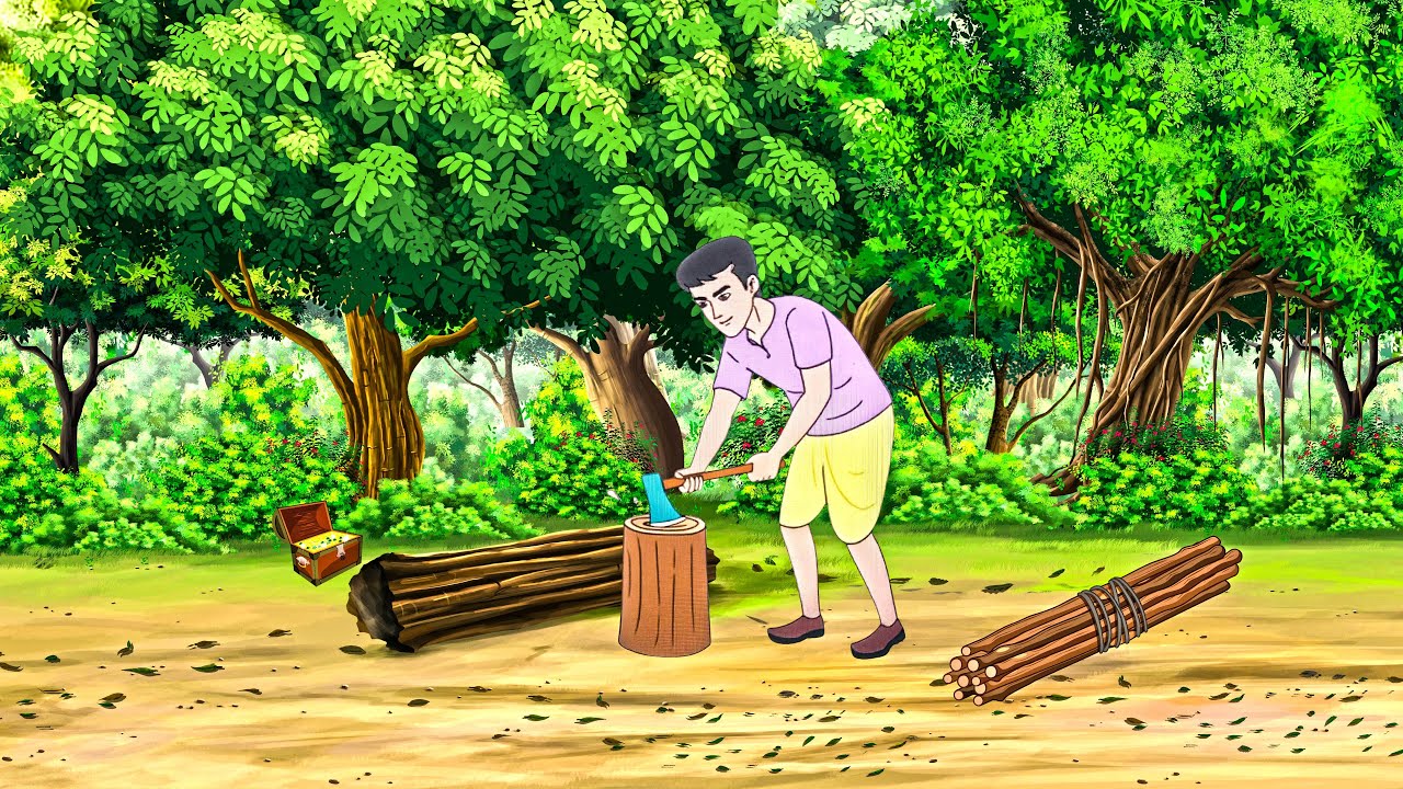 लकड़हारा और रहस्यमई जिन्न | Lakadhara Aur Rahashyamayi Jeen | Moral Stories | Hindi Kahani | Cartoons