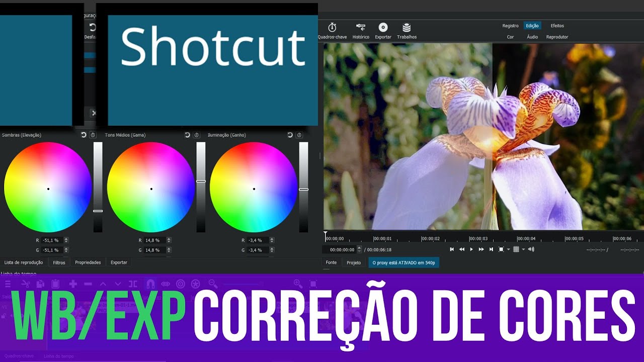 WB | EXP e CORREÇÃO DE CORES no SHOTCUT | Maisvideomundo #74