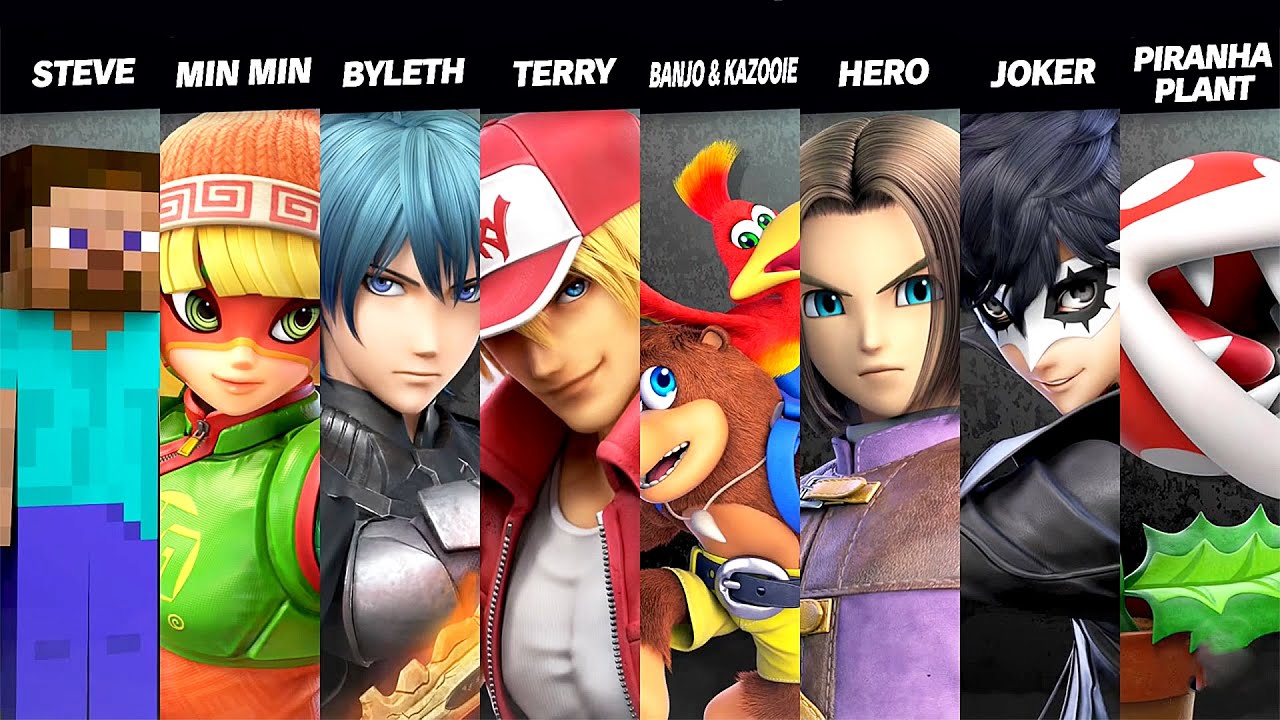 Steve Vs Min Min Vs Byleth Vs Terry Vs Banjo & Kazooie Vs Hero Vs Joker Vs Piranha Plant
