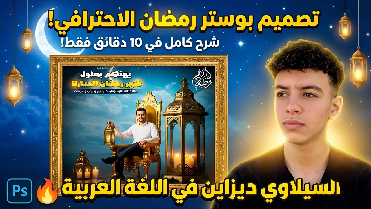سر تصميمات رمضان السريعة 🌙..تصميم بوستر رمضان احترافي في أقل من 10 دقائق! 🔥 (تريكة جمدان في الآخر 💣)