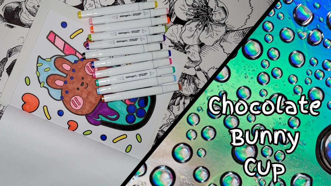Chocolate Bunny Cup Coloring Book Page | Calm, Relaxing | No Talking