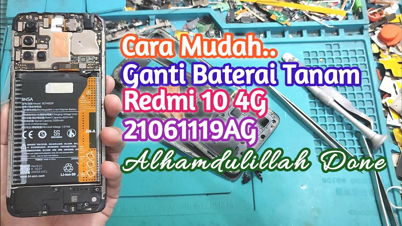 Cara Mudah Ganti Baterai Tanam Redmi 10 4G || TEKBO REPAIR HP