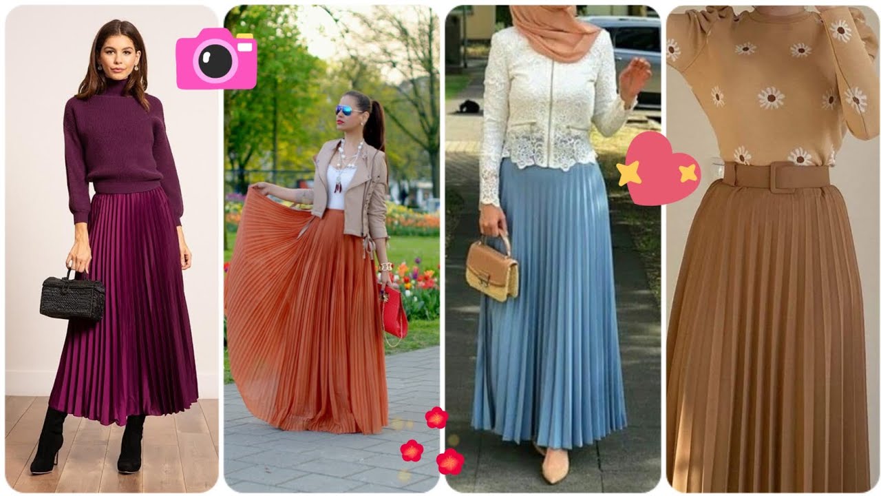 pleated long skirt designs|very goreous long skirt styling|long skirt and top