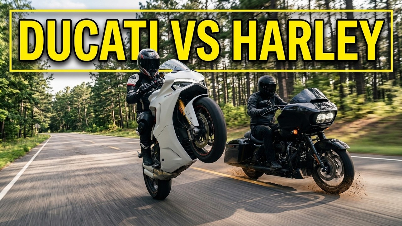 Ducati Supersport wheelies with Harley (2 POV's)