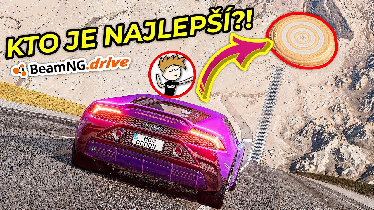 YouTuberské autá SÚŤAŽIA na MEGA RAMPE v BeamNG!