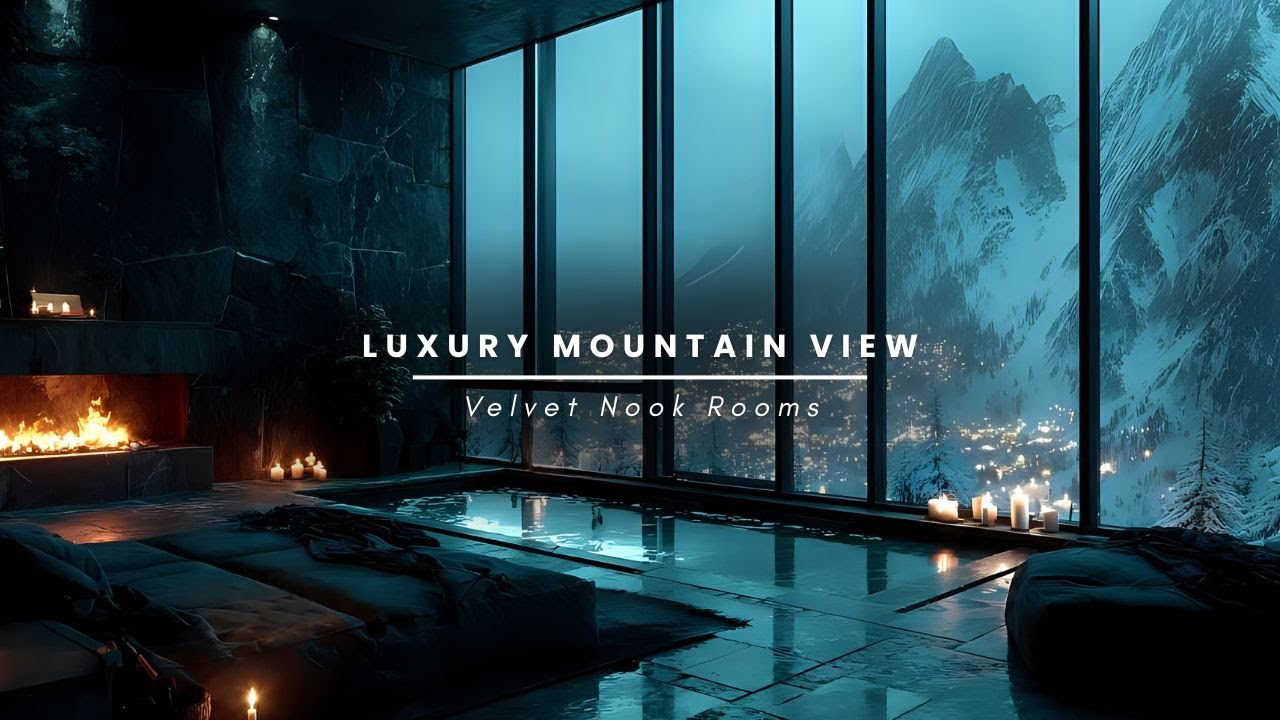 Luxury Fireplace 4K: Elegant Winter Library Ambience for Reading & Focus