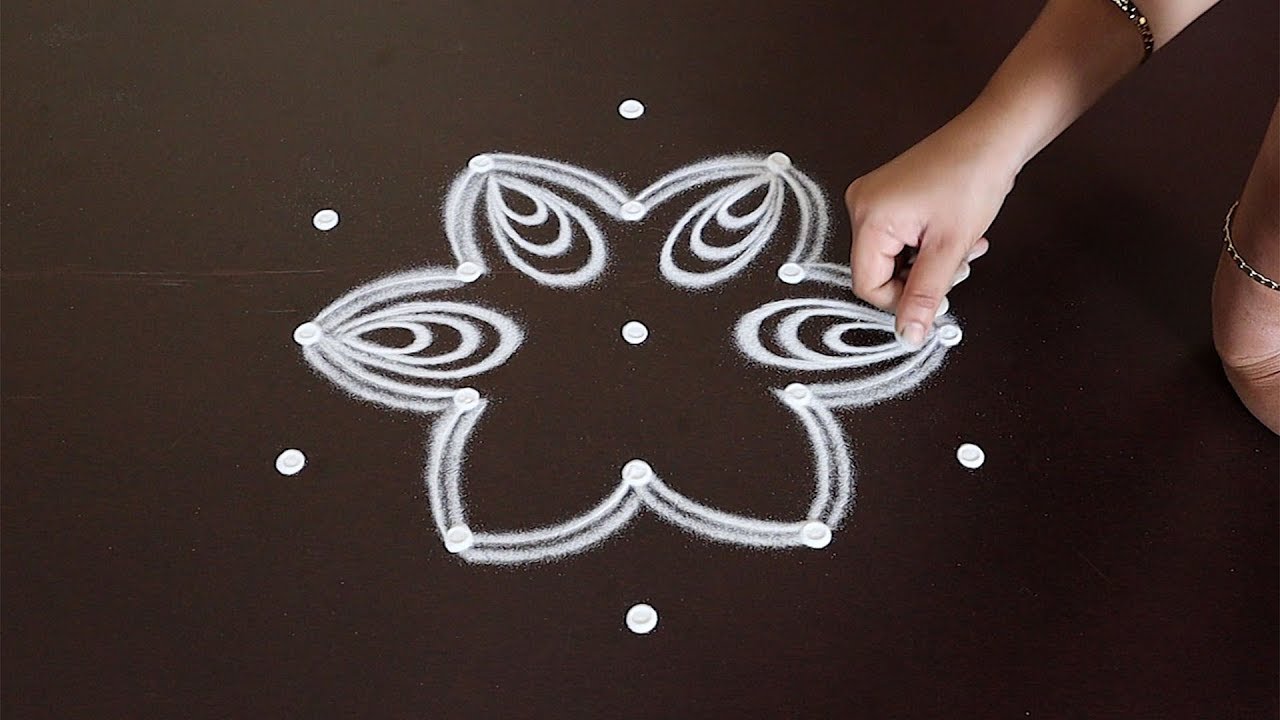 Beautiful Two Lines Rangoli Design For Festival | Double Stroke Rangoli Design | Pandaga Muggulu