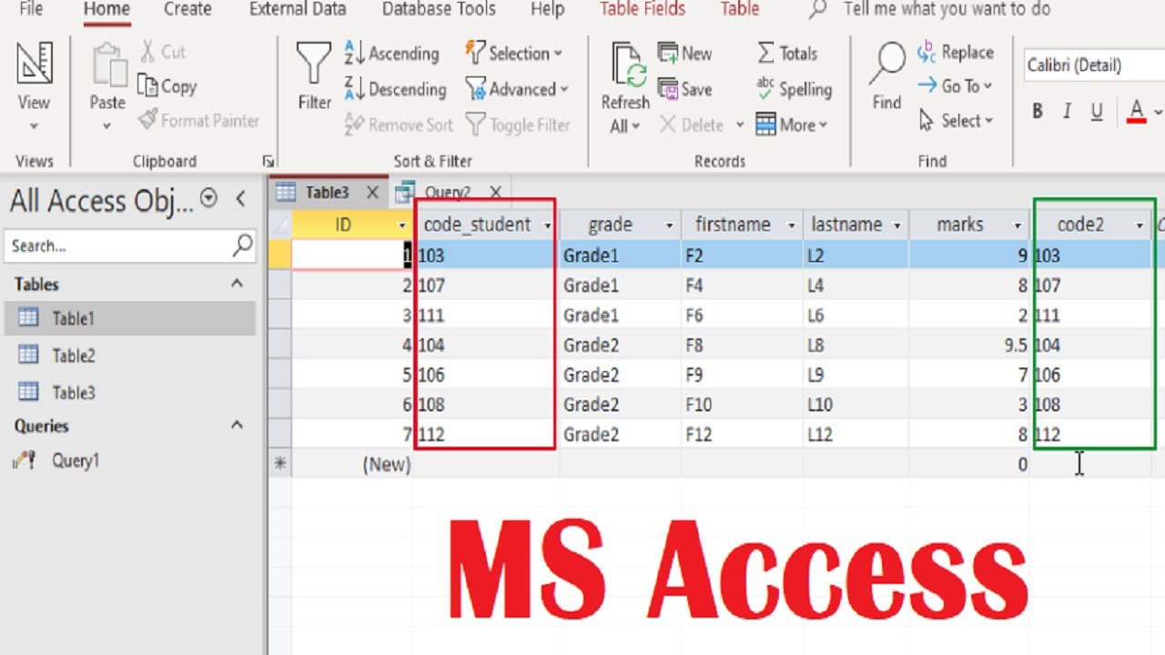 MS Access tutorial: update values column in table from another column in same table