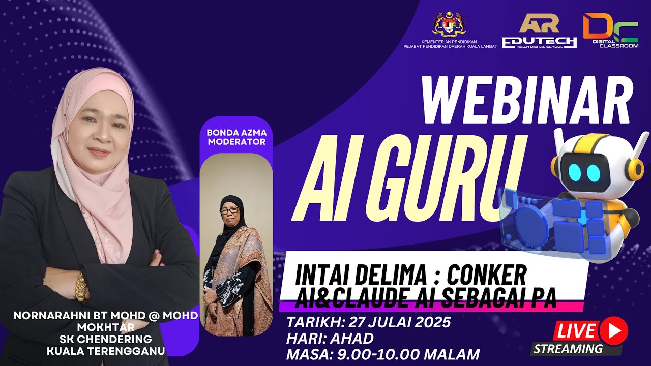 WEBINAR AI GURU: Intai DELIMa : Conker AI & ClAude AI Sebagai PA