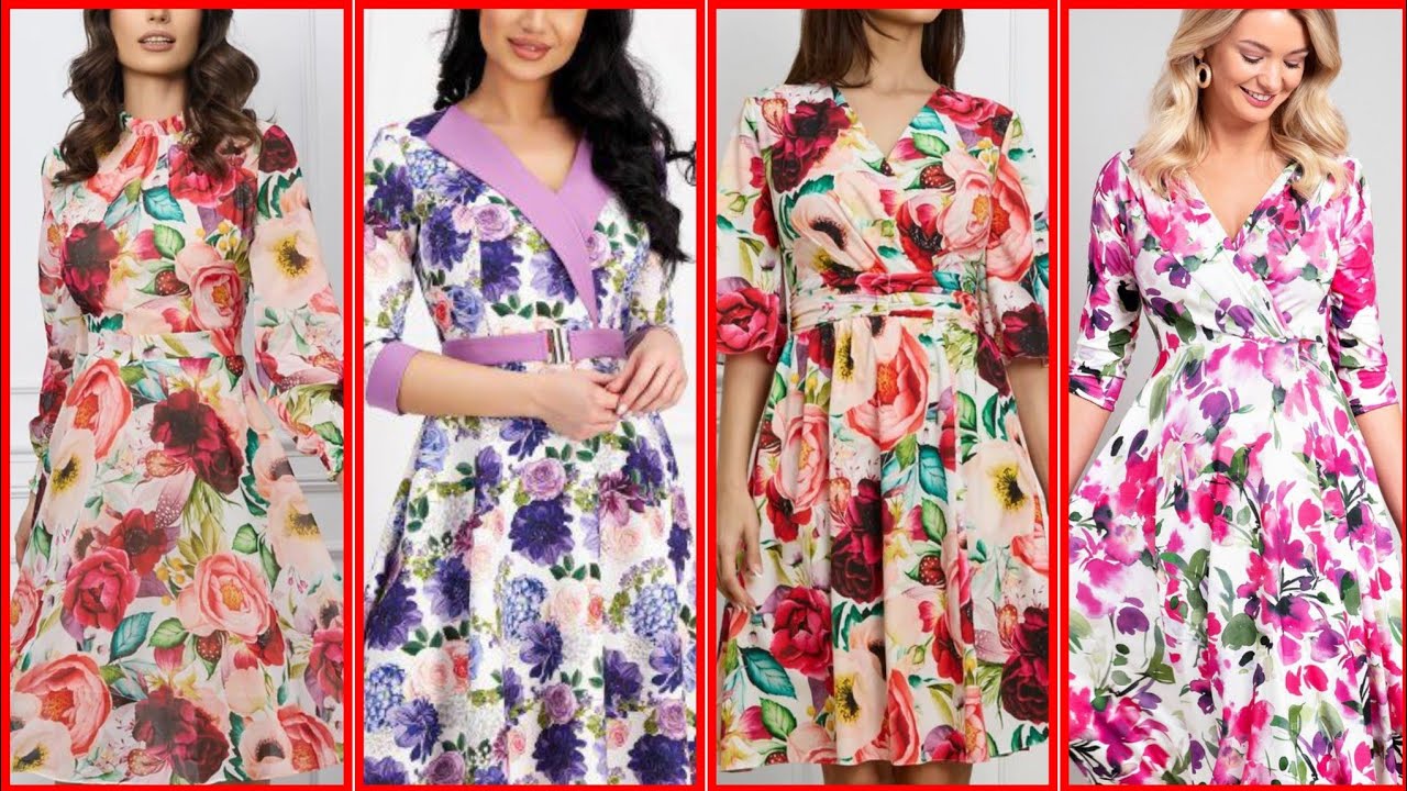 ,,Elegant Floral Skater Dress for Women Captivating Floral Pattern Skater Frock//2024;;'*"