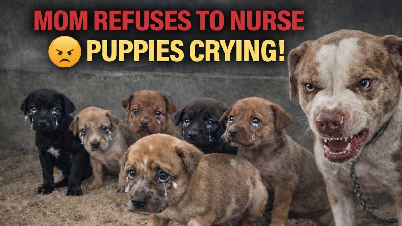 Watch the puppy's reaction when mom won't let it nurse!