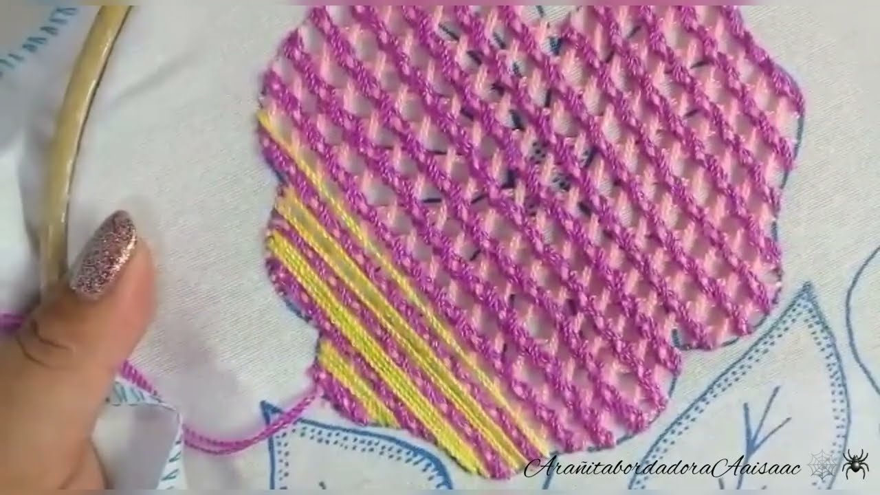 PUNTADA NUEVA ¡Puntada para bordar flores y hojas grandes! @AranitabordadoraAaisaac1 #bordado