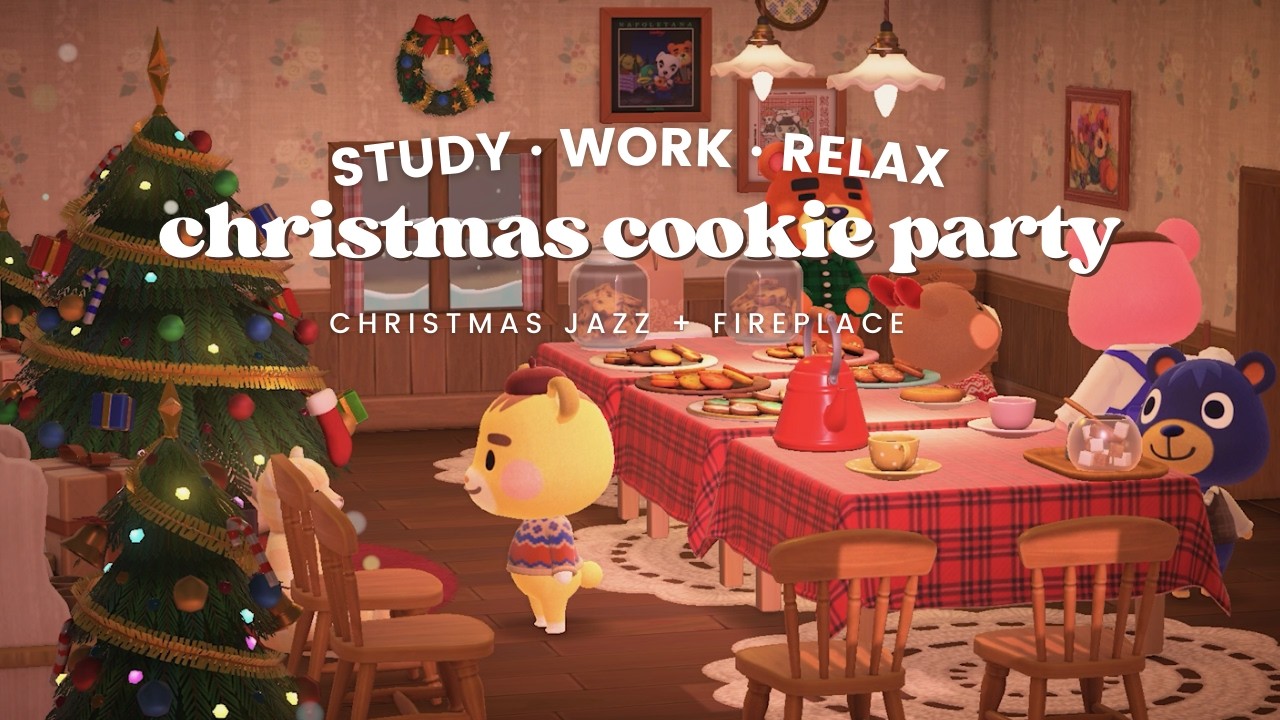 Christmas Cookie Exchange 🧸🍪 1 Hour Christmas Jazz with Fireplace Crackles no mid ads 🎄