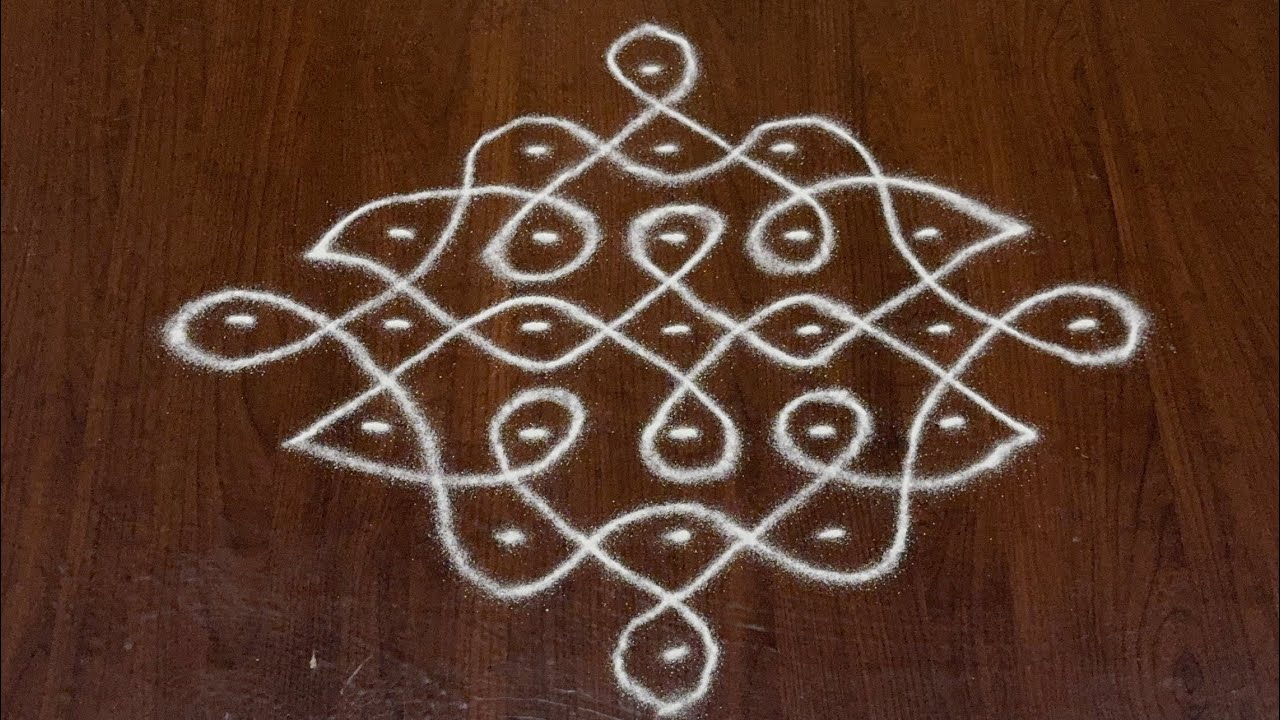 | Simple Daily Rangoli | 7*1 Dots Melikala Muggulu | perfect rangoli |